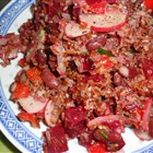 Roter Reissalat mit scharfem Dressing