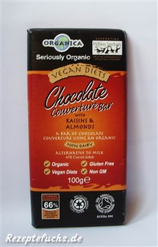 Organica Chocolate Couverture bar with Raisins & Almonds