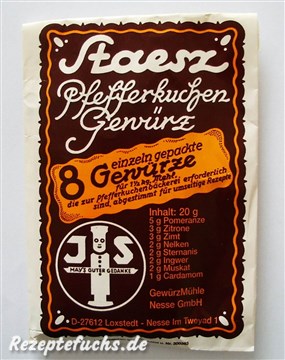 Staesz Pfefferkuchen Gewürz (8 einzeln verpackte Gewürze)