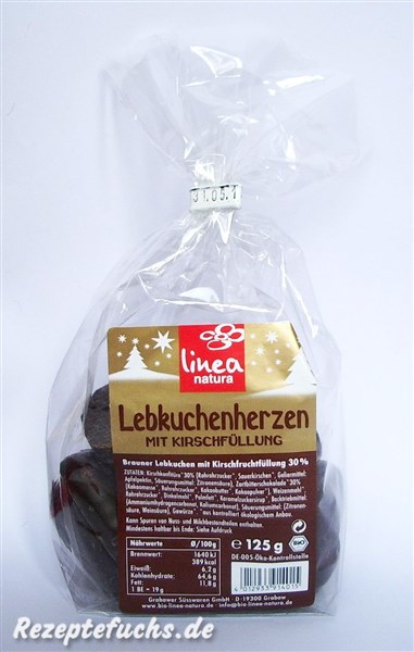 Linea Natura Lebkuchenherzen mit Kirschfüllung