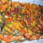 Gemüse auf Pfannkuchenteig