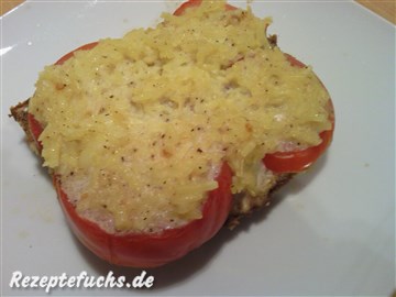 Überbackenes Tomatenbrot mit Käseersatz
